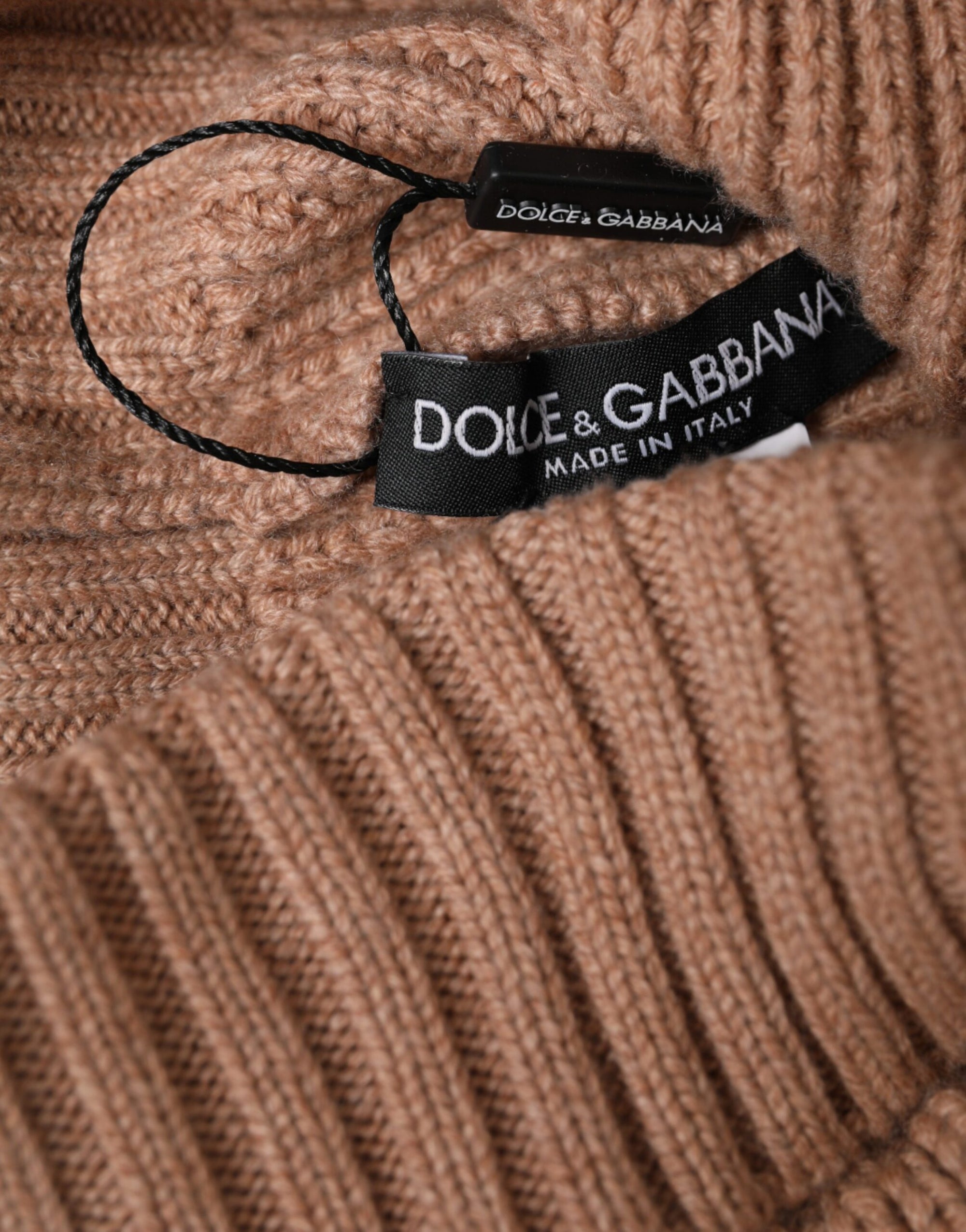 Dolce & Gabbana Brown Solid Knitted Fur Ball Winter Beanie Hat - Maison Luxe