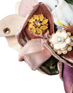 Dolce & Gabbana Blue Floral Motif Turban Head Hat Women - Maison Luxe