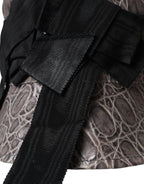 Dolce & Gabbana Black Gray Patterned Leather Bucket Hat - Maison Luxe