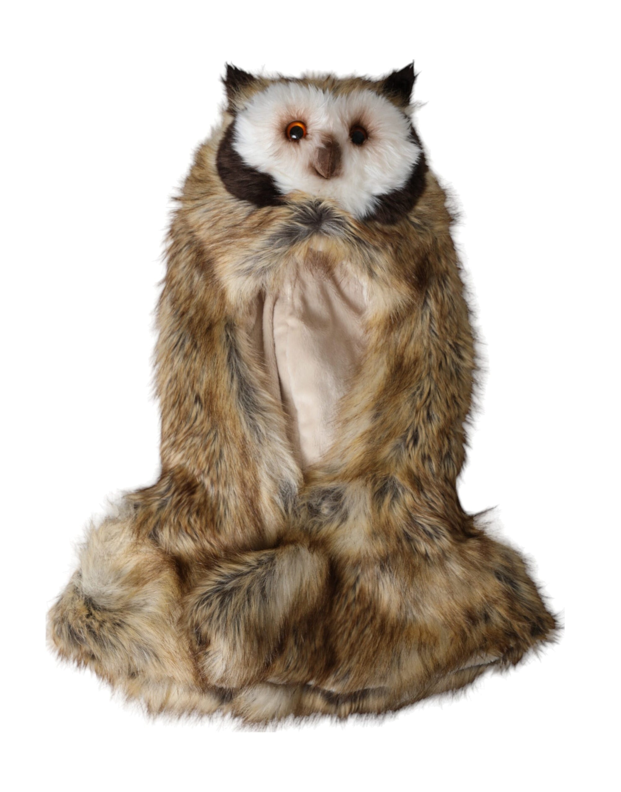 Dolce & Gabbana Brown Owl Faux Fur Whole Head Cap Hat - Maison Luxe