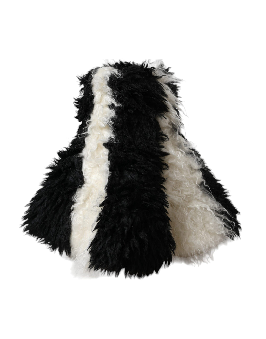 Dolce & Gabbana Black White Stripes Mohair Fur Bucket Hat - Maison Luxe