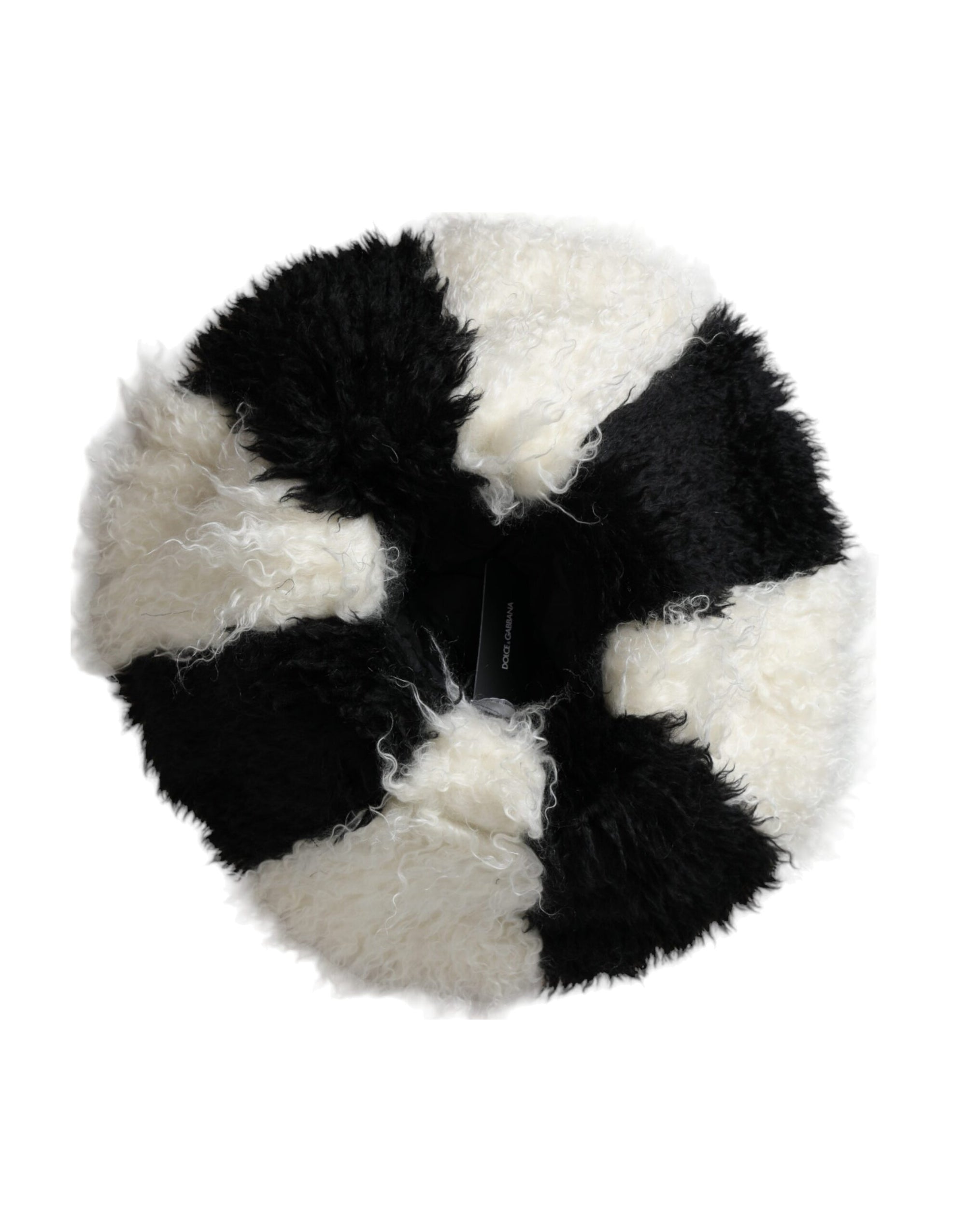 Dolce & Gabbana Black White Stripes Mohair Fur Bucket Hat - Maison Luxe