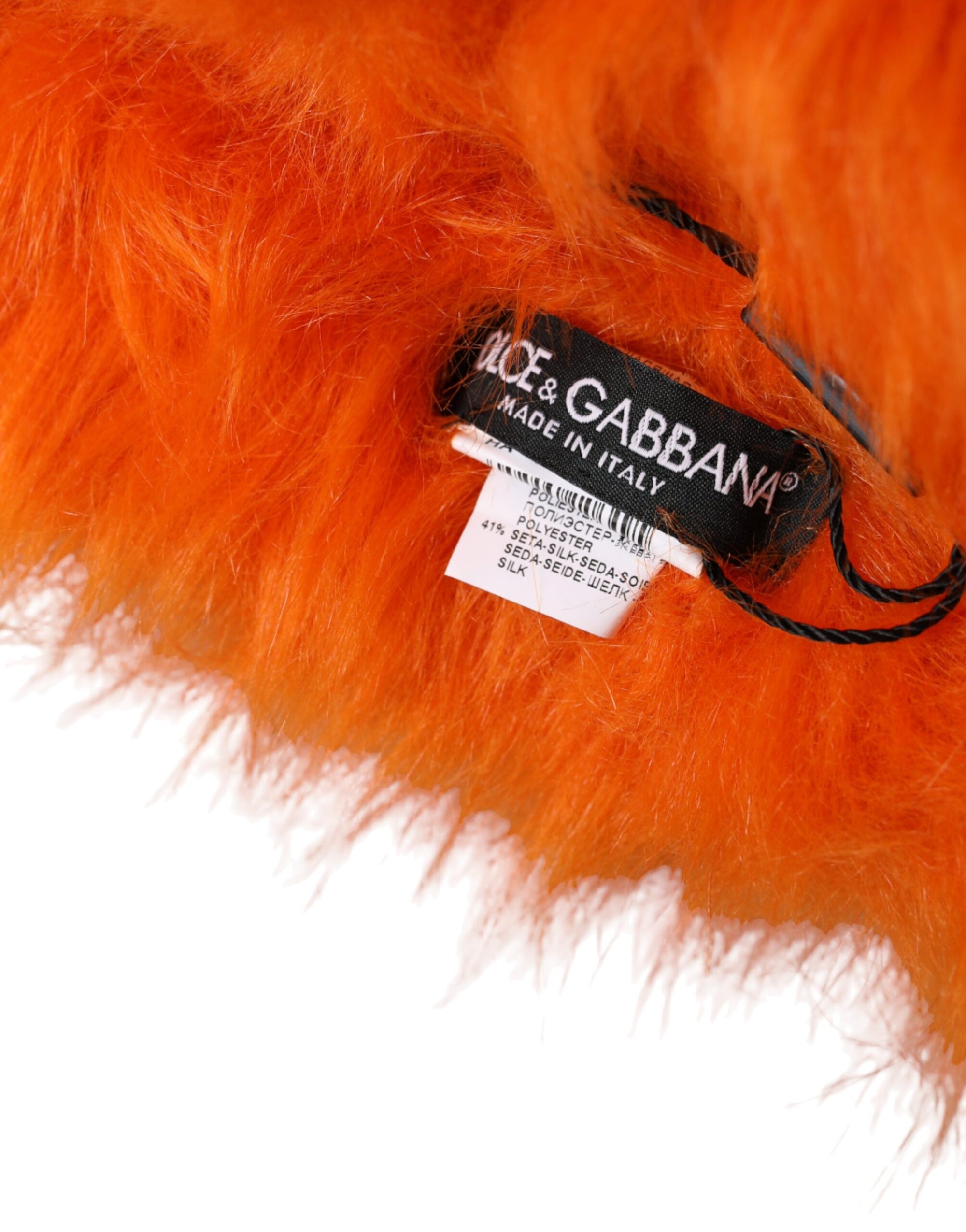 Dolce & Gabbana Orange Faux Fur Whole Head Wrap Hat - Maison Luxe