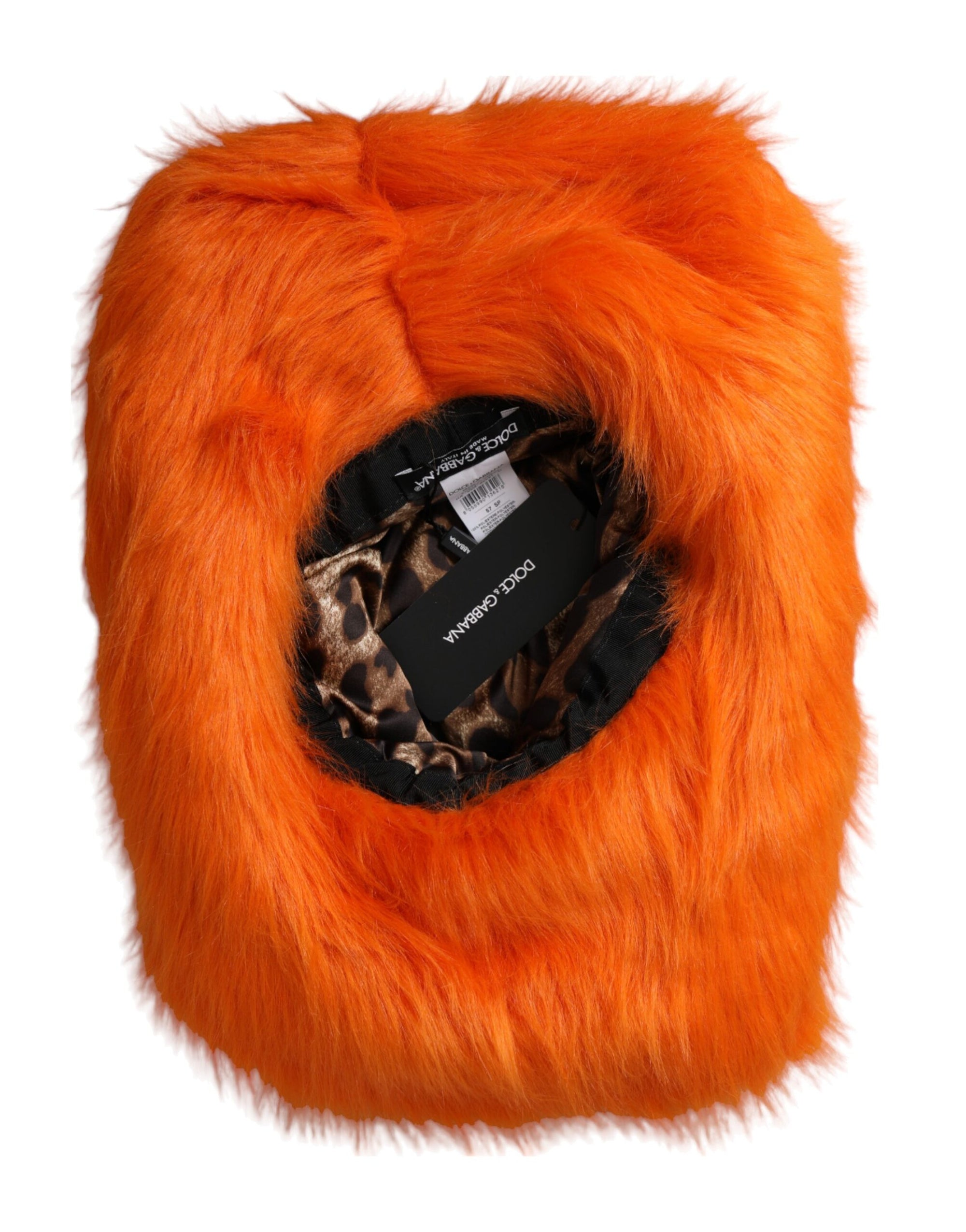 Dolce & Gabbana Orange Faux Fur Polyester Fedora Hat - Maison Luxe