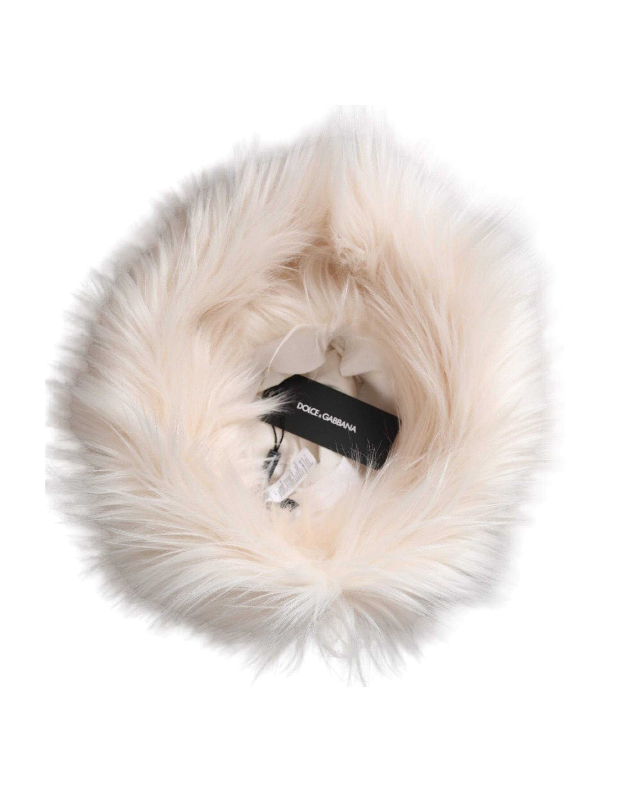 Dolce & Gabbana White Acrylic Fur Womens Bucket Hat - Maison Luxe