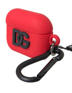 Dolce & Gabbana Red Silicone Rubber Logo Embossed Airpods Case - Maison Luxe