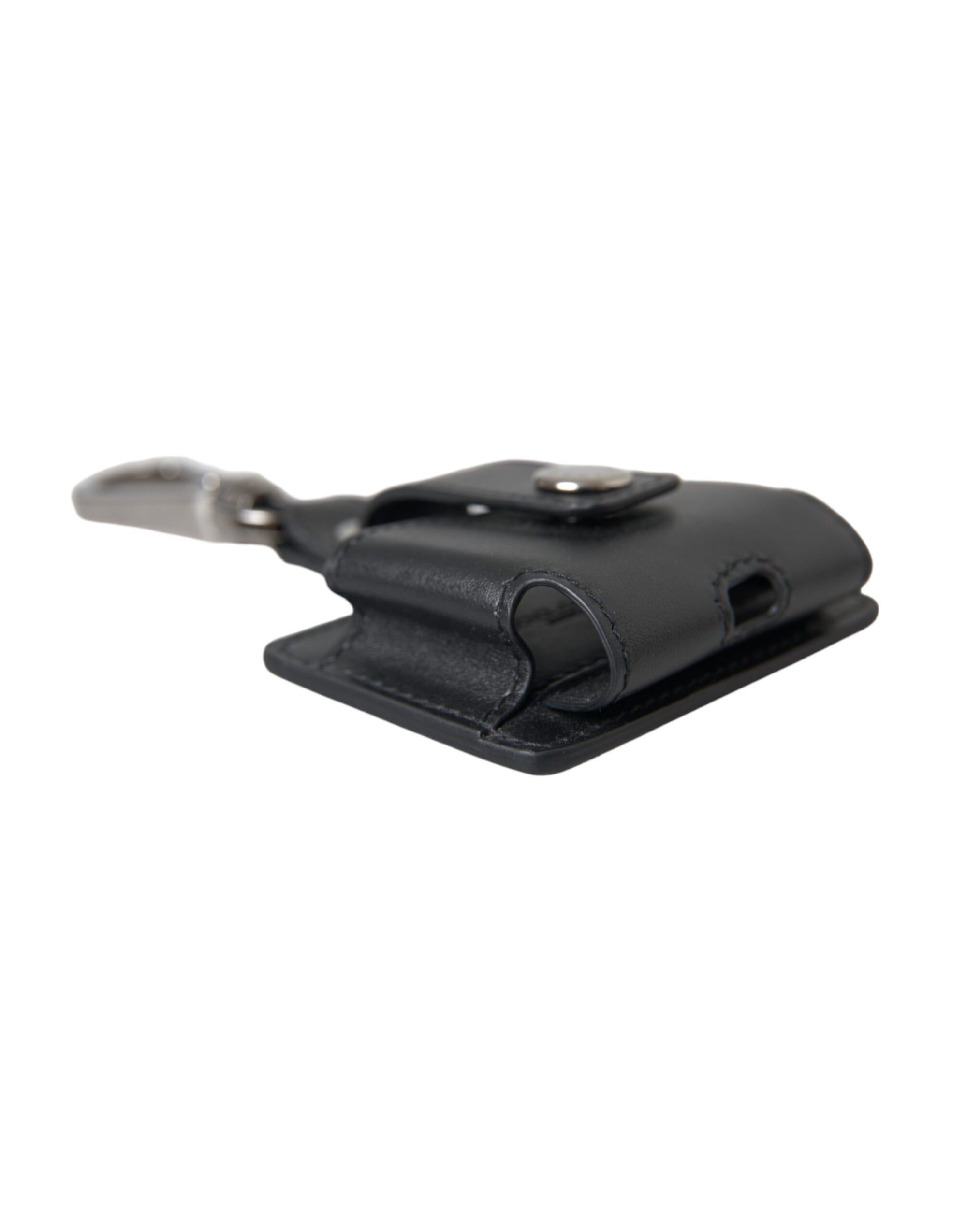 Dolce & Gabbana Black Plain Leather Silver Metal Airpods Case - Maison Luxe