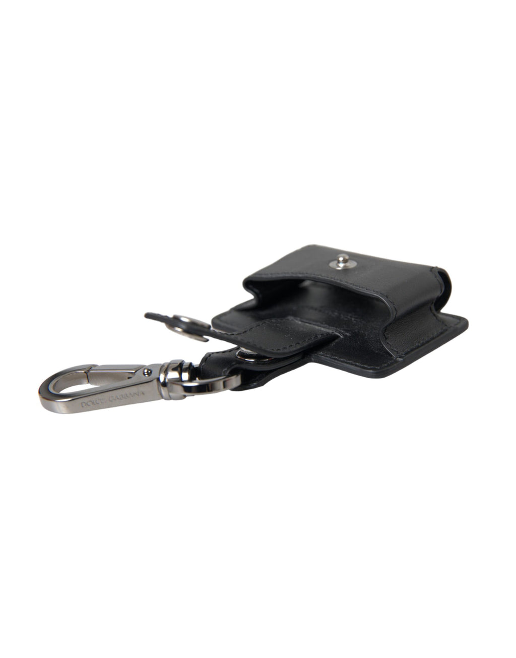 Dolce & Gabbana Black Plain Leather Silver Metal Airpods Case - Maison Luxe