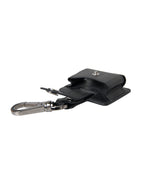 Dolce & Gabbana Black Plain Leather Silver Metal Airpods Case - Maison Luxe