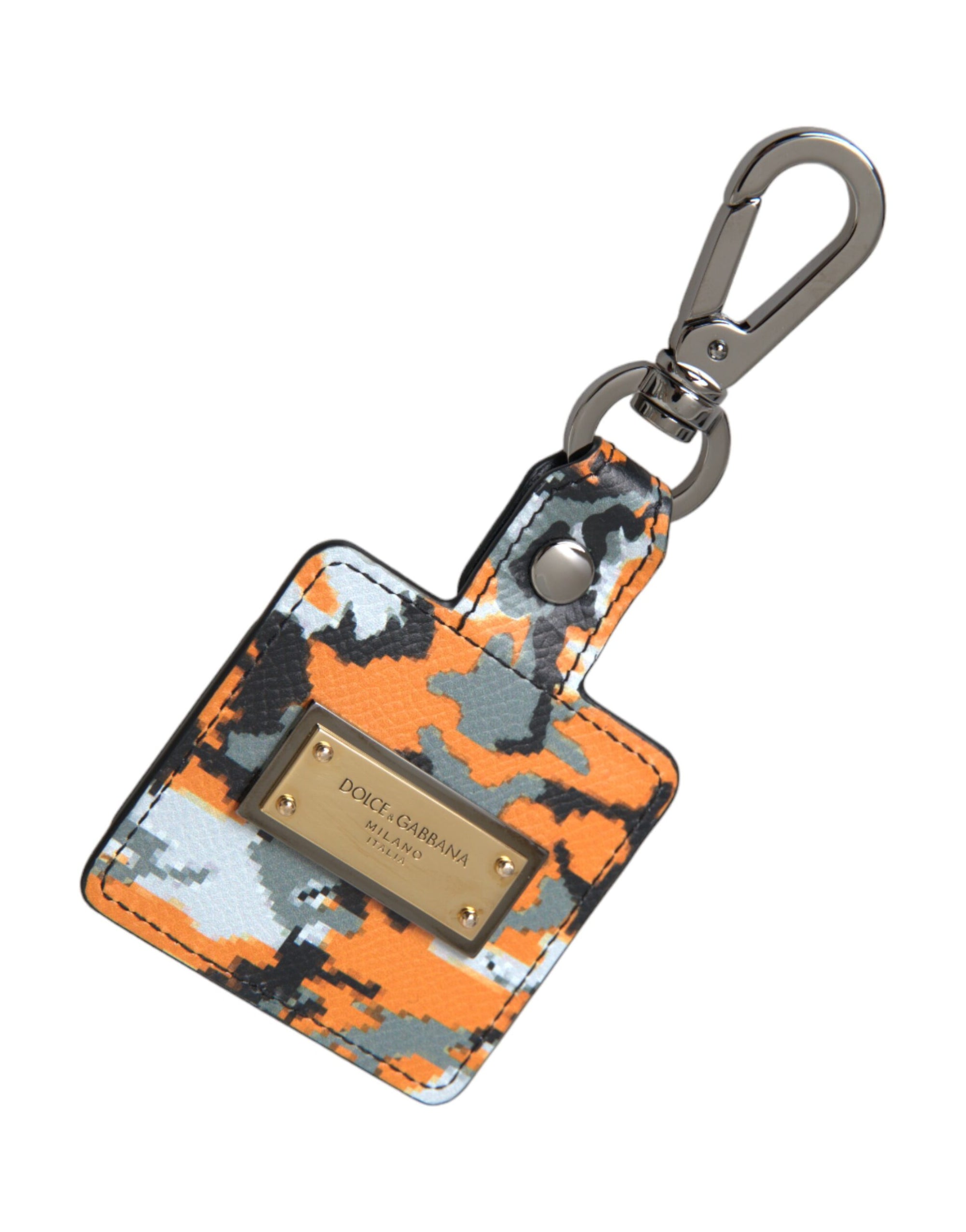 Dolce & Gabbana Multicolor Camouflage Print Leather Logo Metal Airpods Case - Maison Luxe