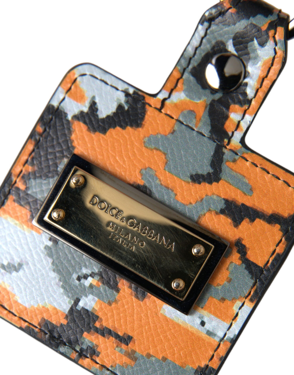 Dolce & Gabbana Multicolor Camouflage Print Leather Logo Metal Airpods Case - Maison Luxe