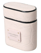 Dolce & Gabbana Light Pink Leather Metal Logo Plaque Airpods Case - Maison Luxe