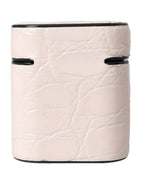 Dolce & Gabbana Light Pink Leather Metal Logo Plaque Airpods Case - Maison Luxe