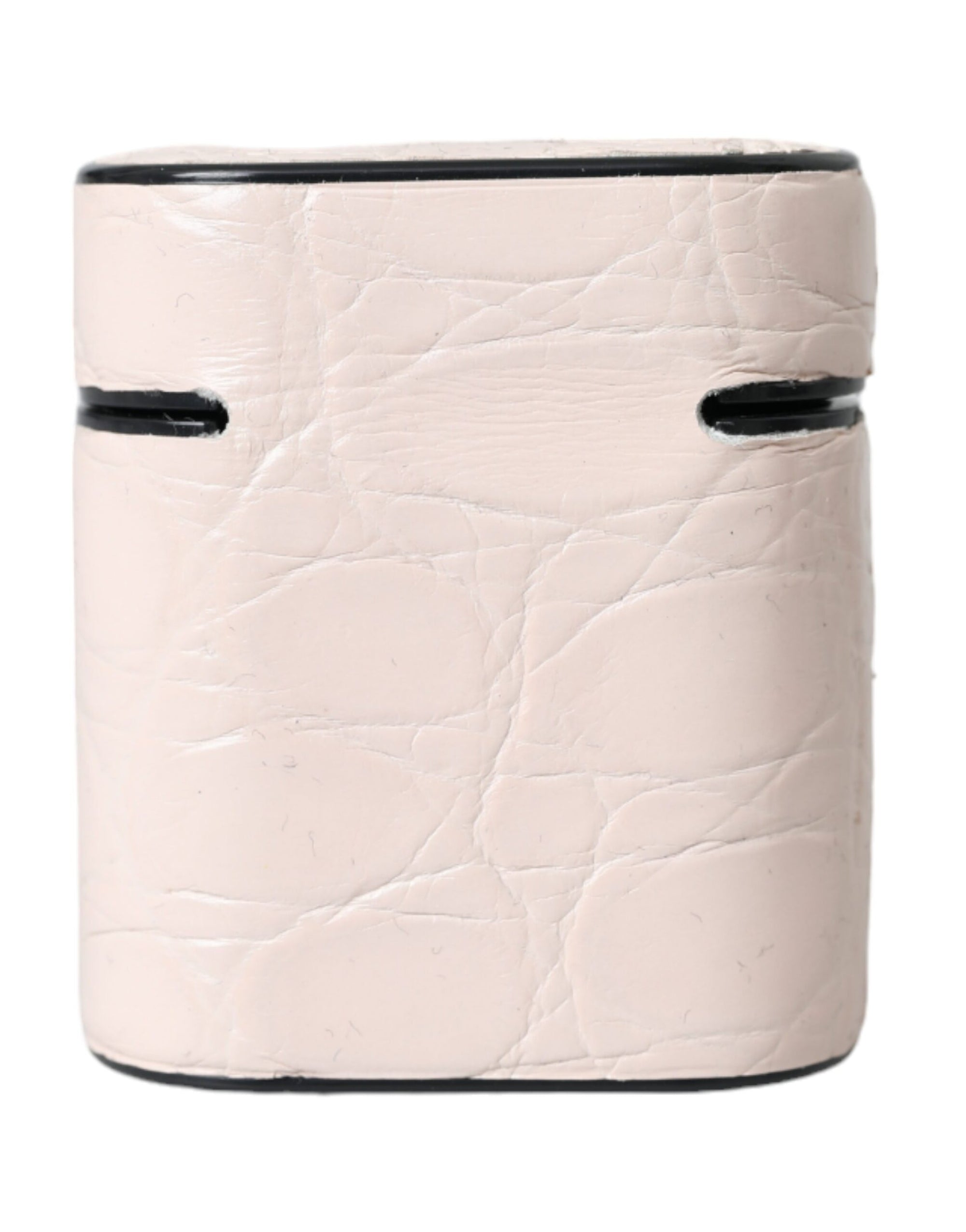 Dolce & Gabbana Light Pink Leather Metal Logo Plaque Airpods Case - Maison Luxe
