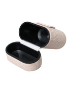 Dolce & Gabbana Light Pink Leather Metal Logo Plaque Airpods Case - Maison Luxe