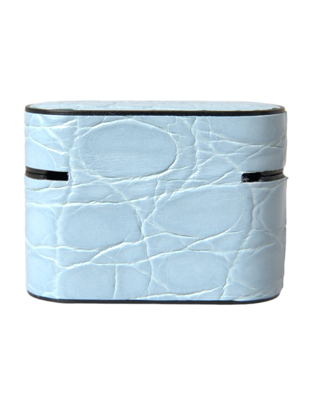 Dolce & Gabbana Light Blue Leather Metal Logo Plaque Airpods Case - Maison Luxe