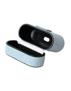 Dolce & Gabbana Light Blue Leather Metal Logo Plaque Airpods Case - Maison Luxe