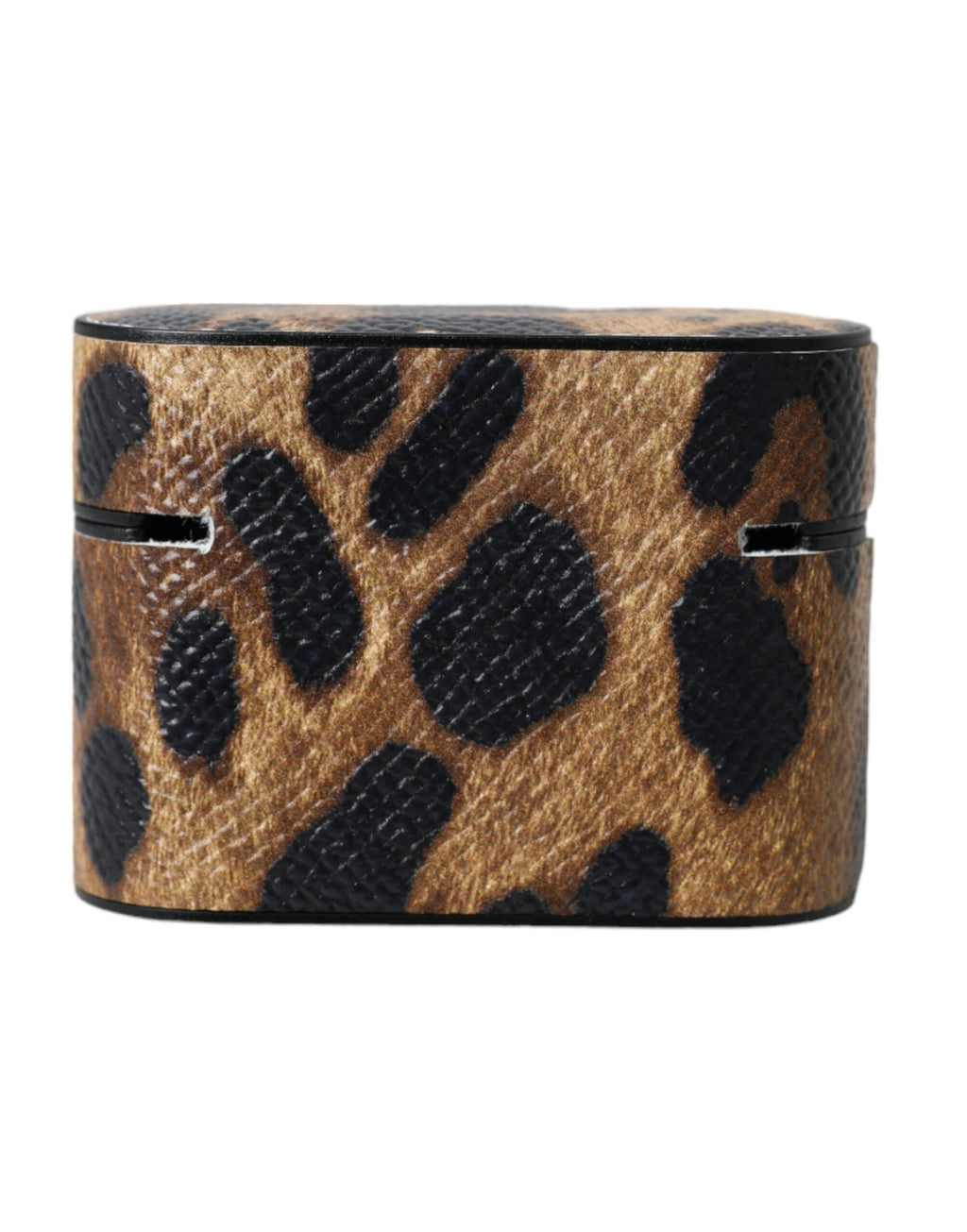 Dolce & Gabbana Brown Leopard Calf Leather Metal Logo Plaque Airpods Case - Maison Luxe