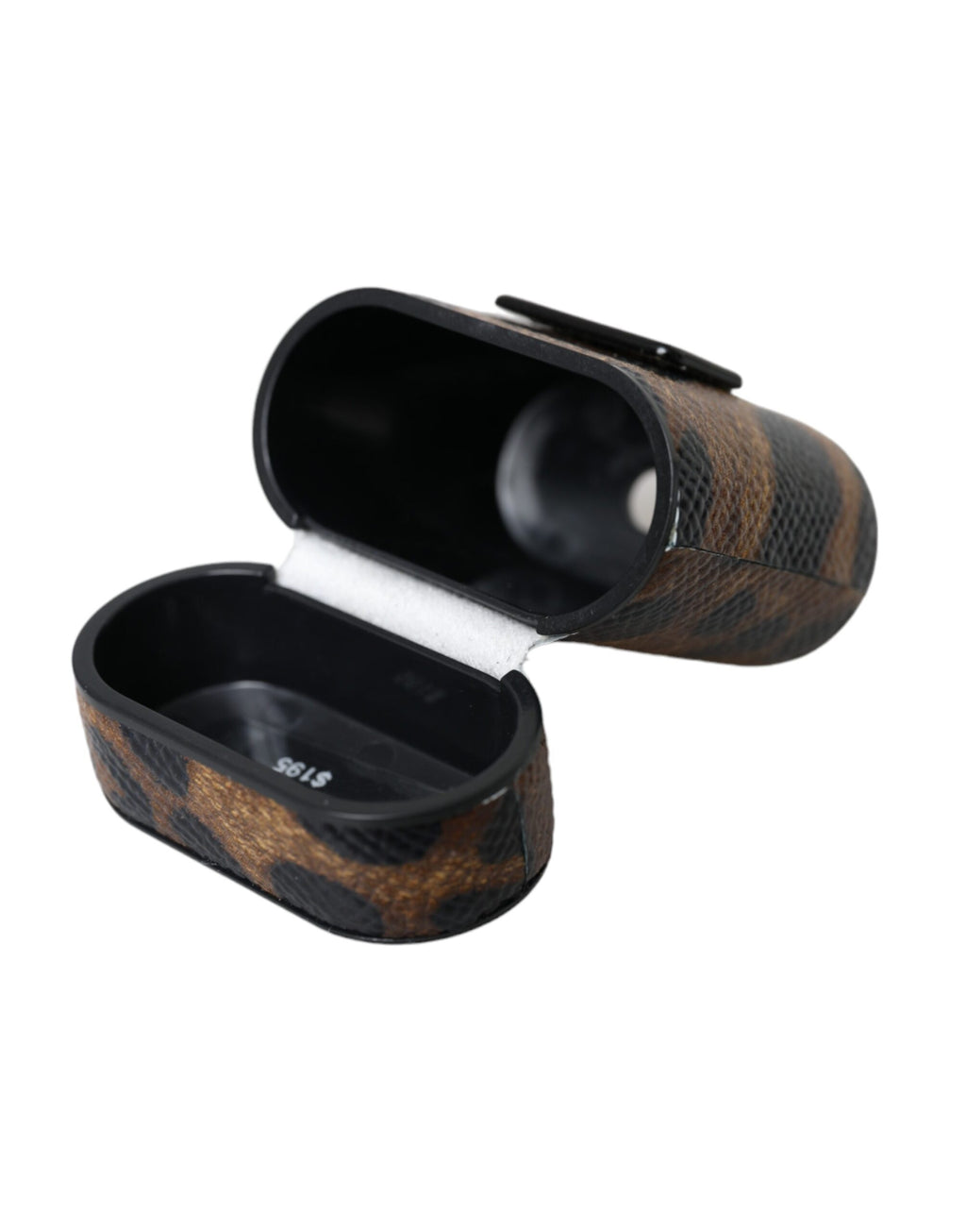 Dolce & Gabbana Brown Leopard Calf Leather Metal Logo Plaque Airpods Case - Maison Luxe