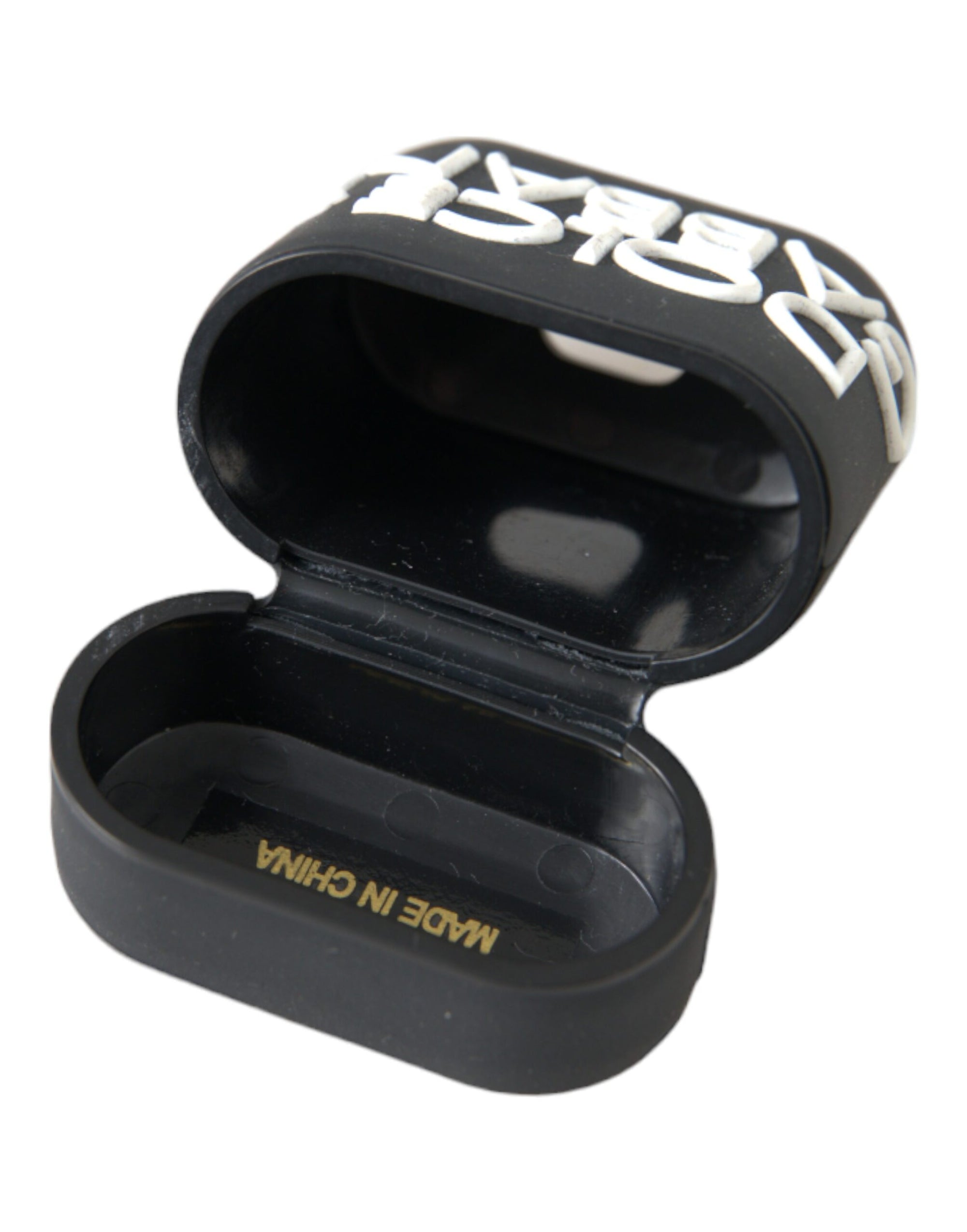 Dolce & Gabbana Black White Silicone Embossed Logo Airpods Case - Maison Luxe