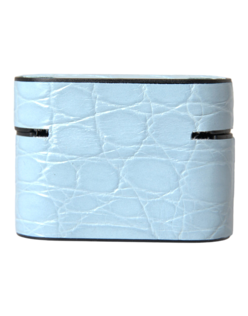 Dolce & Gabbana Light Blue Leather Metal Logo Plaque Airpods Case - Maison Luxe