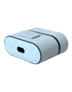 Dolce & Gabbana Light Blue Leather Metal Logo Plaque Airpods Case - Maison Luxe