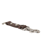 Dolce & Gabbana Brown Plain Leather Silver Brass Keyring Holder Keychain - Maison Luxe