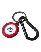 Dolce & Gabbana Red Rubber DG Logo Round Metal Brass Keyring Keychain - Maison Luxe