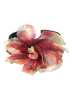 Dolce & Gabbana Rose Pink Silk Floral Black Tiara Women Hairband Diadem - Maison Luxe