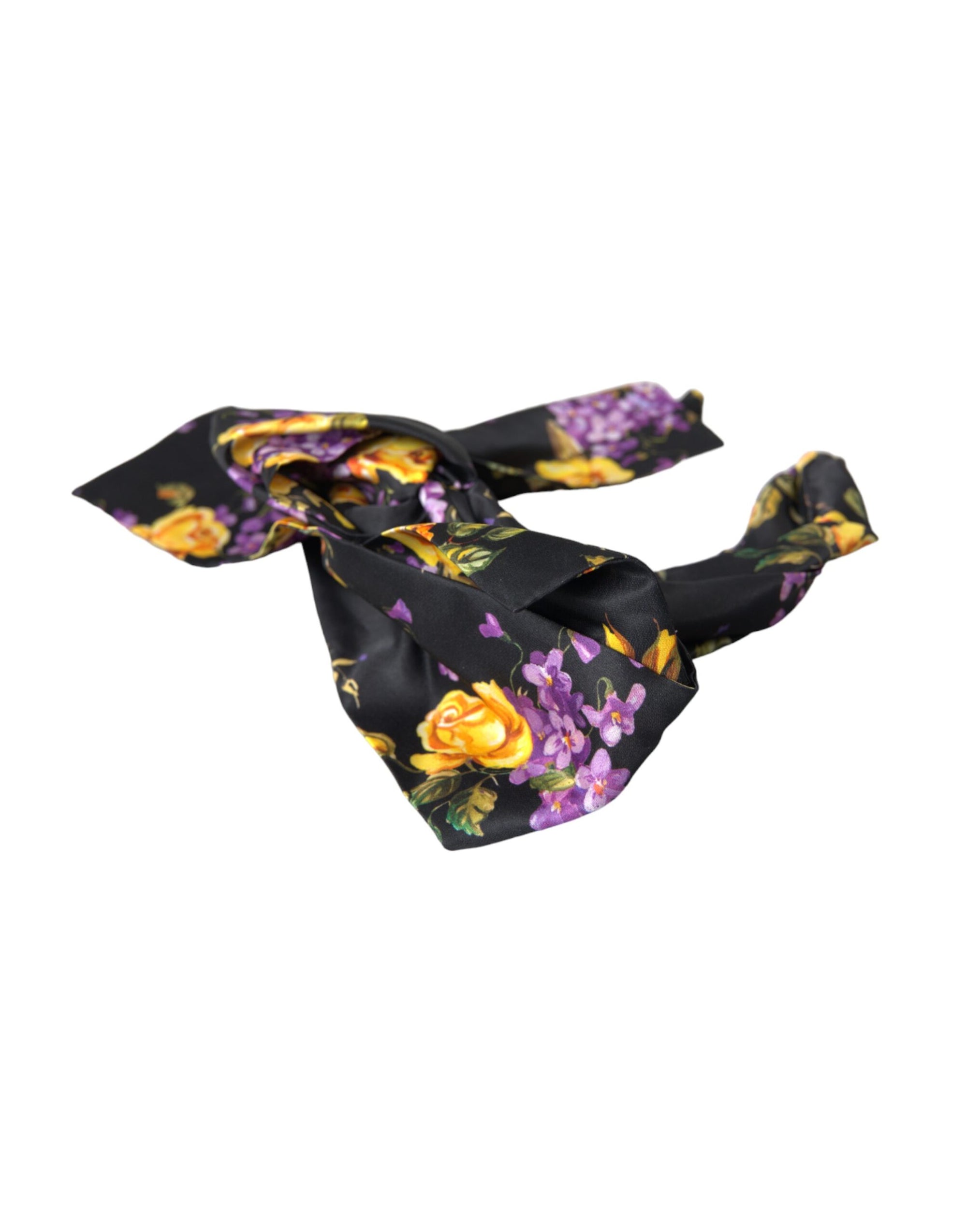 Dolce & Gabbana Black Floral Applique Silk Women Headband Diadem - Maison Luxe