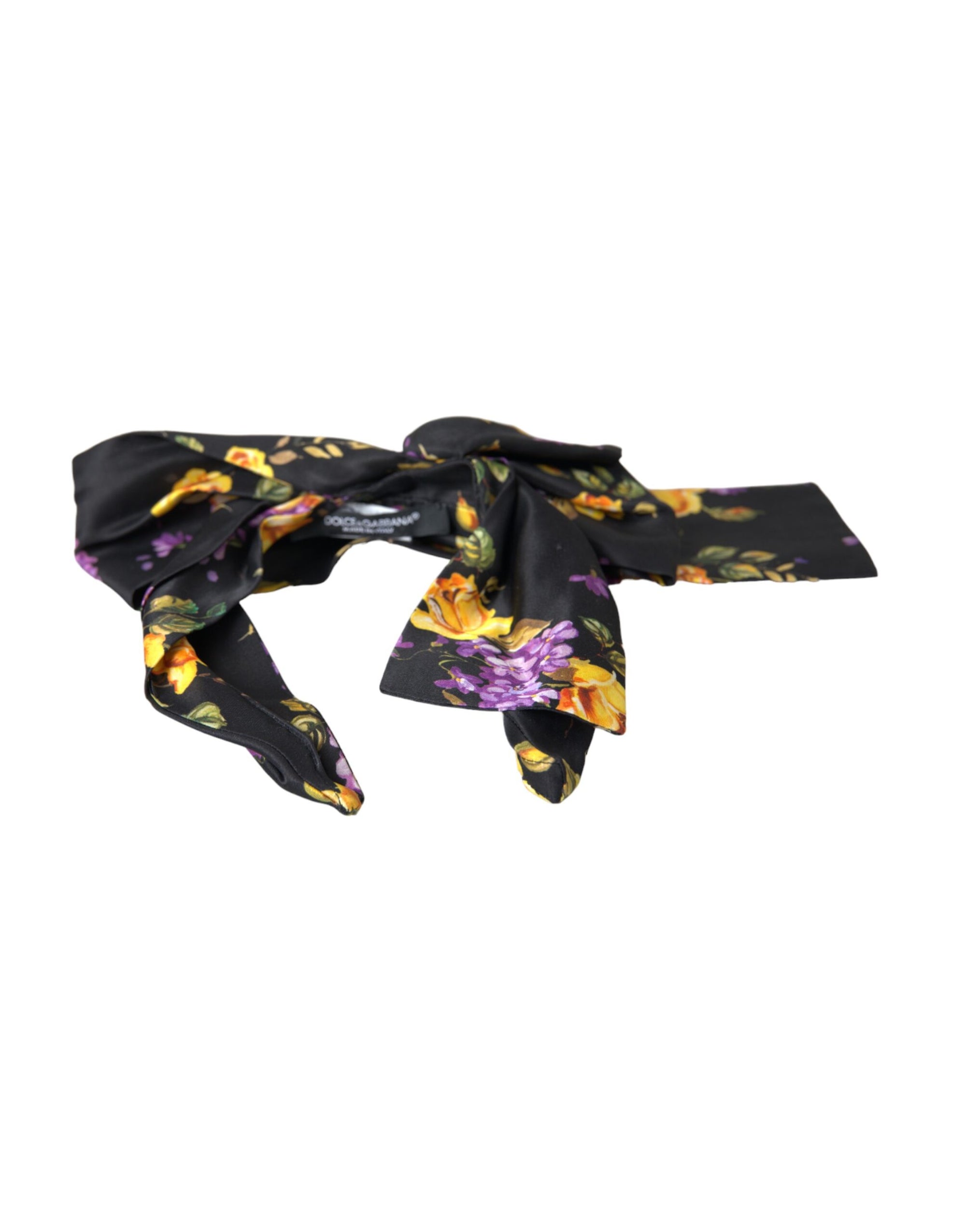 Dolce & Gabbana Black Floral Applique Silk Women Headband Diadem - Maison Luxe