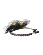 Dolce & Gabbana Black Lemons Sicily Purple Crystal Net Headband Diadem - Maison Luxe
