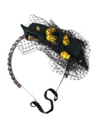 Dolce & Gabbana Black Lemons Sicily Purple Crystal Net Headband Diadem - Maison Luxe