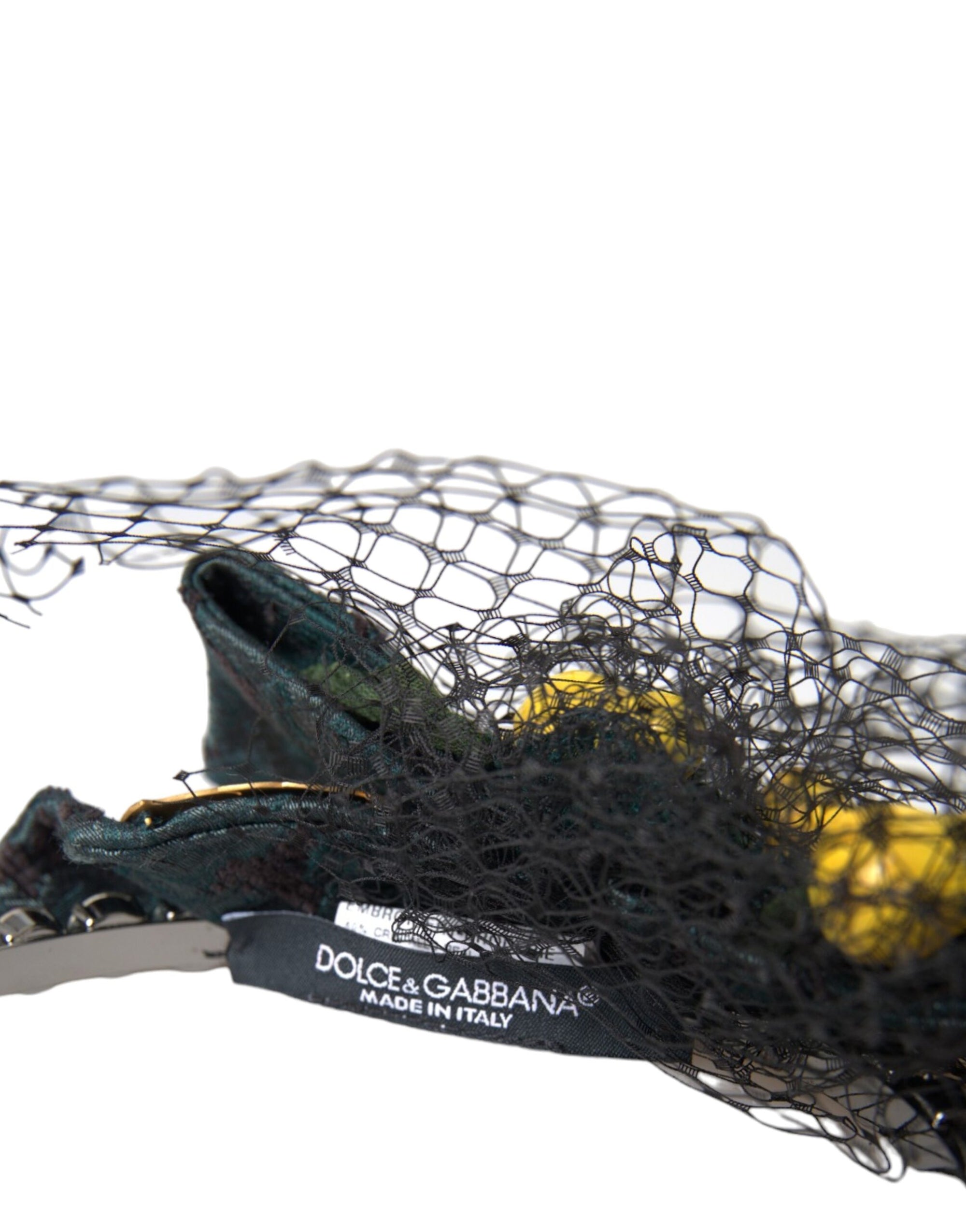 Dolce & Gabbana Black Lemons Sicily Purple Crystal Net Headband Diadem - Maison Luxe