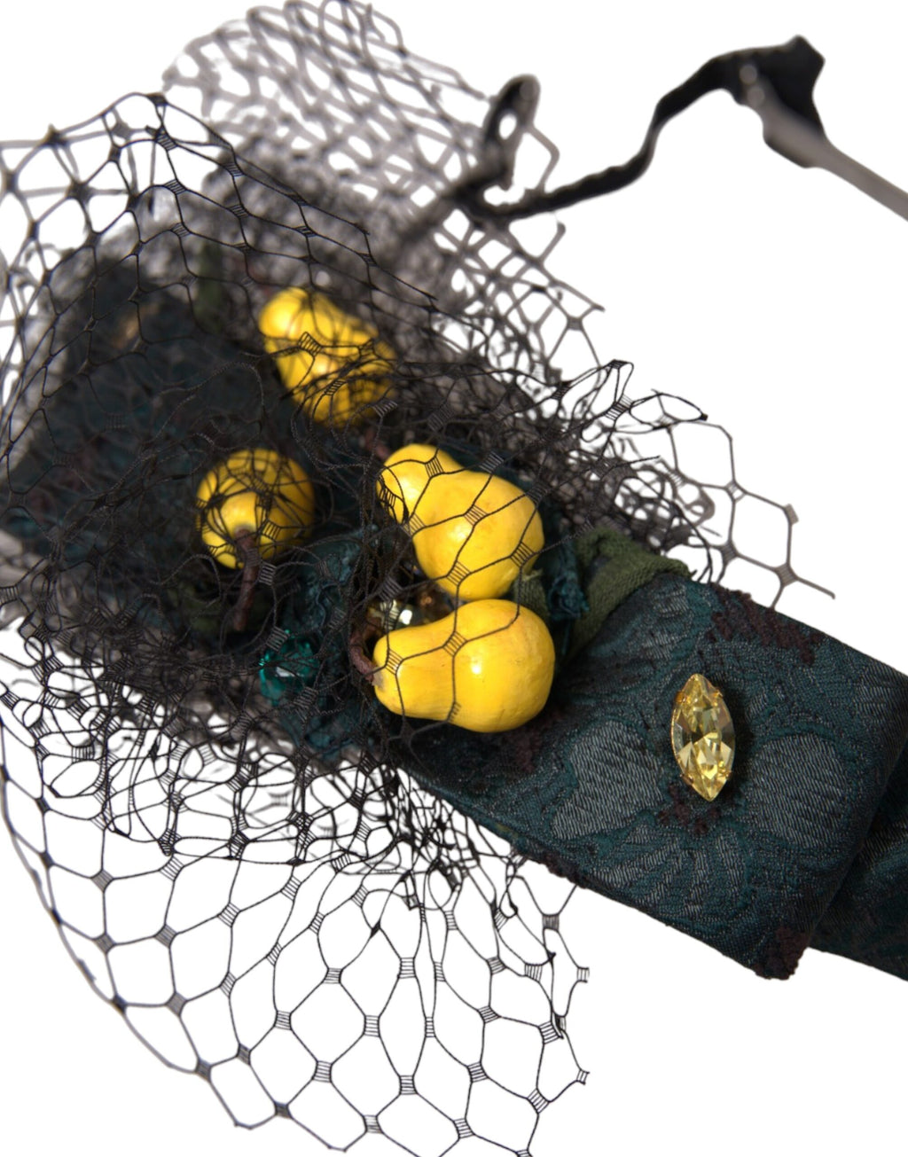Dolce & Gabbana Black Lemons Sicily Purple Crystal Net Headband Diadem - Maison Luxe