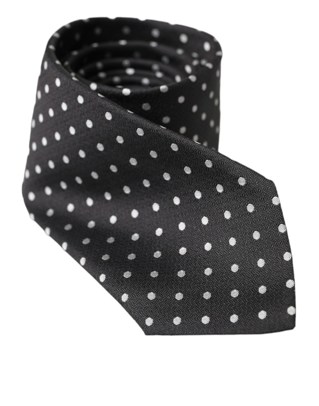 Dolce & Gabbana Black White Polka Dots 100% Silk Necktie Face Mask - Maison Luxe