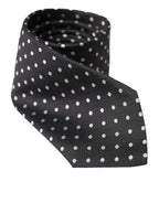 Dolce & Gabbana Black White Polka Dots 100% Silk Necktie Face Mask - Maison Luxe