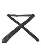 Dolce & Gabbana Black White Polka Dots 100% Silk Necktie Face Mask - Maison Luxe