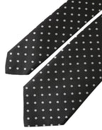 Dolce & Gabbana Black White Polka Dots 100% Silk Necktie Face Mask - Maison Luxe
