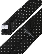 Dolce & Gabbana Black White Polka Dots 100% Silk Necktie Face Mask - Maison Luxe