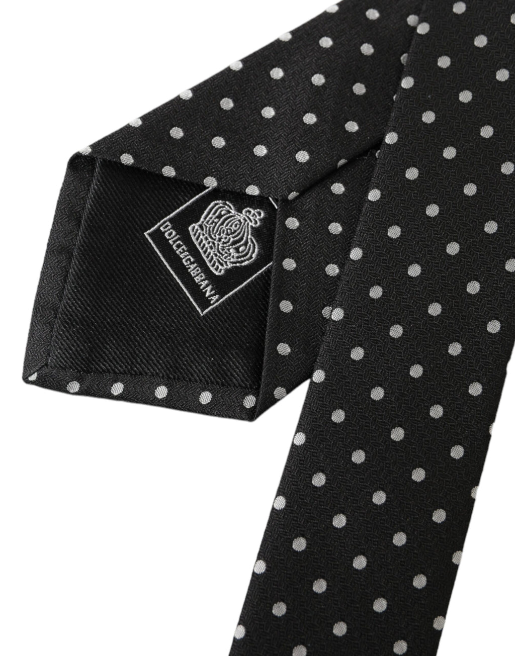 Dolce & Gabbana Black White Polka Dots 100% Silk Necktie Face Mask - Maison Luxe