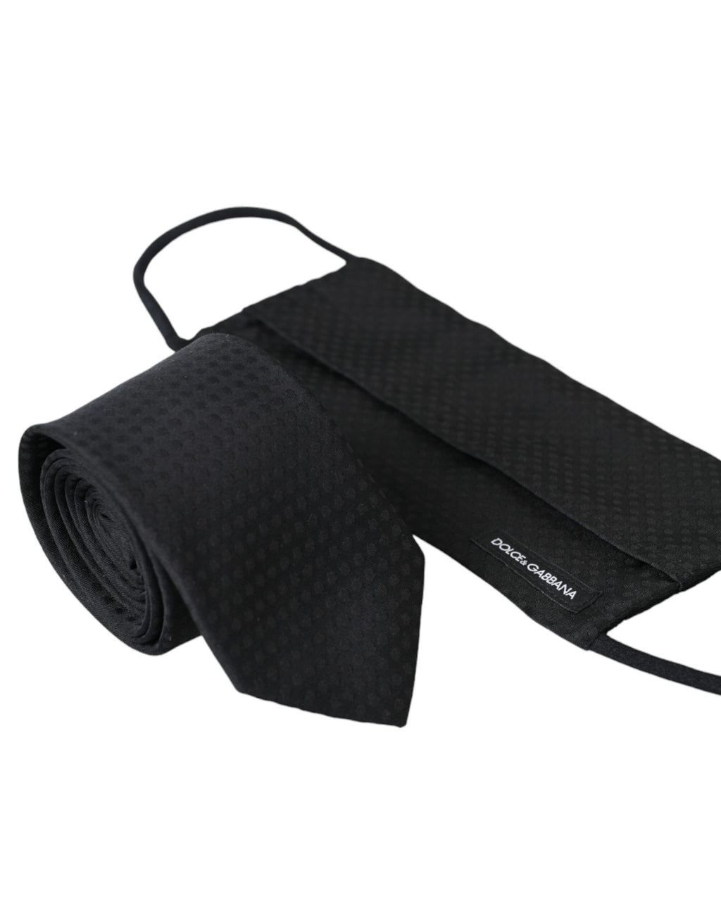 Dolce & Gabbana Black 100% Silk Adjustable Necktie Face Mask - Maison Luxe