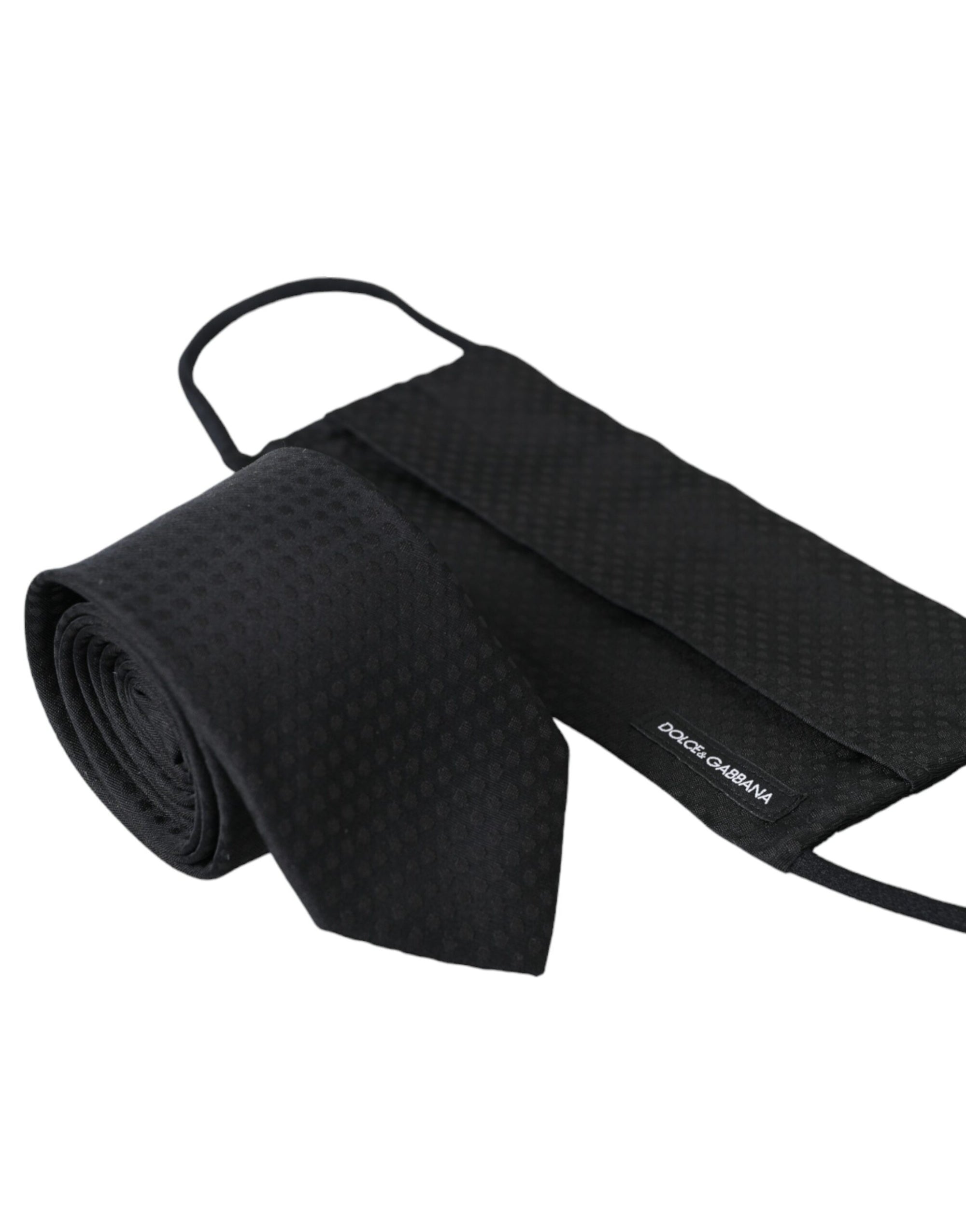 Dolce & Gabbana Black 100% Silk Adjustable Necktie Face Mask - Maison Luxe