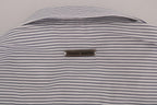 Frankie Morello White Blue Striped Casual Cotton Regular Fit Shirt