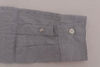 Frankie Morello White Blue Check Casual Cotton Regular Fit Shirt