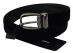 Dolce & Gabbana Black Velvet Silver Tone Metal Buckle Men Belt - Maison Luxe