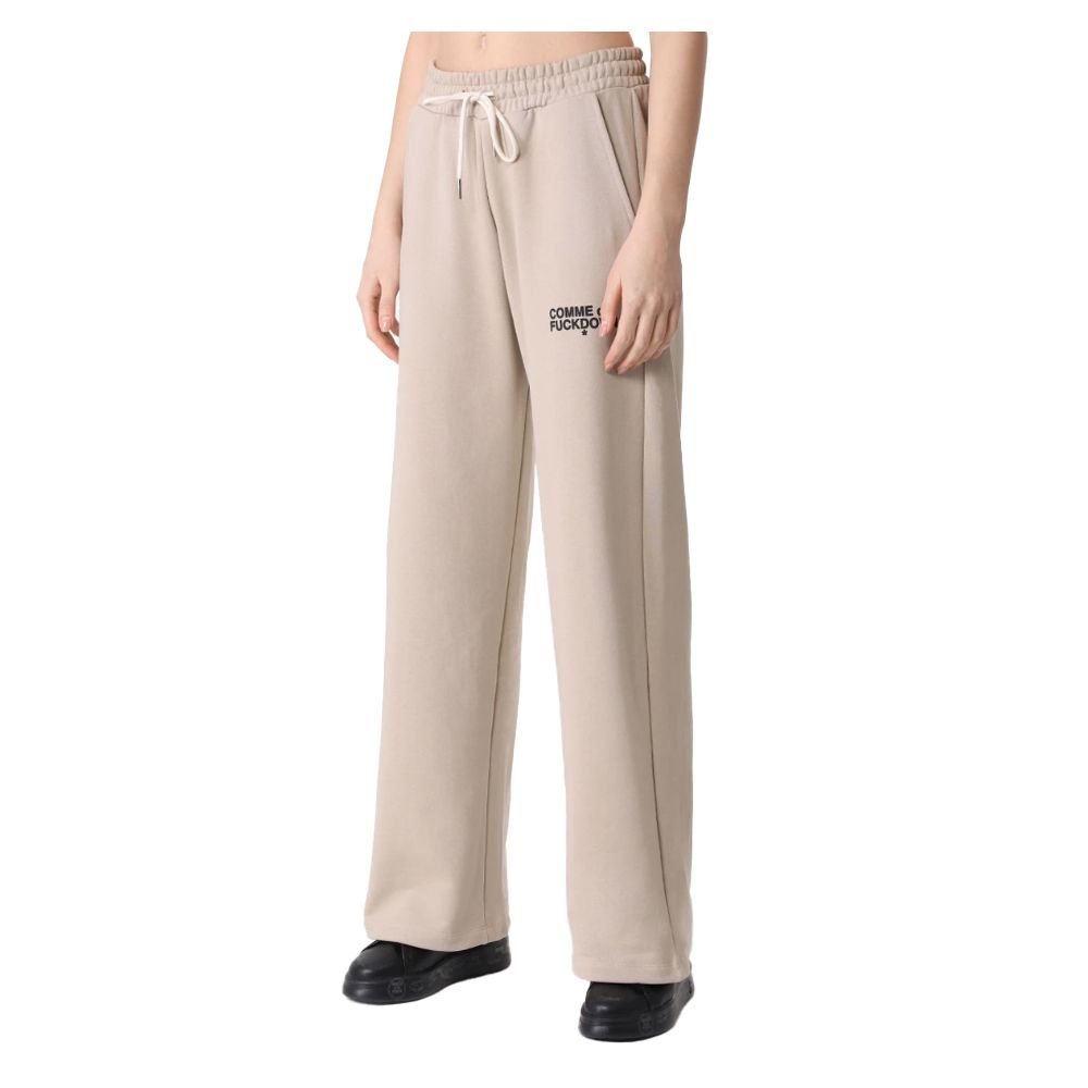 Comme Des Fuckdown Beige Cotton Women Palazzo Pants