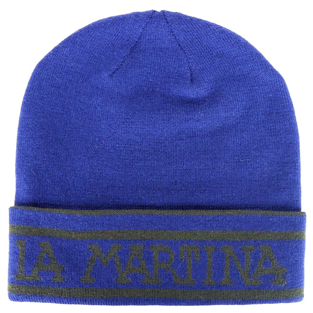 La Martina Blue Wool Men Cap - Maison Luxe