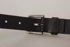 Dolce & Gabbana Black Calf Leather Classic Metal Logo Buckle Belt - Maison Luxe