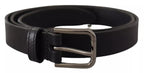 Dolce & Gabbana Black Calf Leather Classic Metal Logo Buckle Belt - Maison Luxe